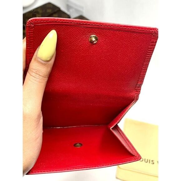Louis Vuitton Red Epi Porte Feiulle Elise Leather Trifold Wallet - Picture 7 of 12
